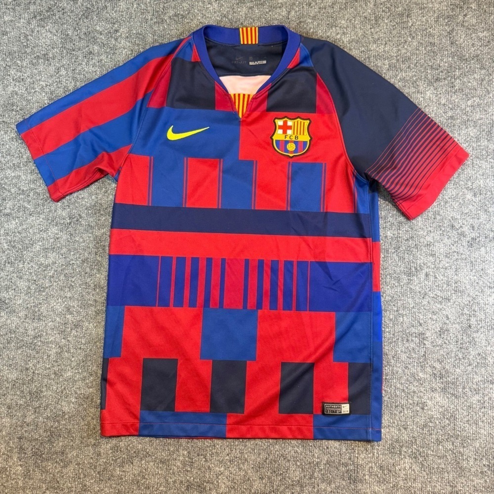Nike FC Barcelona Jersey Mens Small Blue Red Dri-FIT Soccer Football Jersey 2018